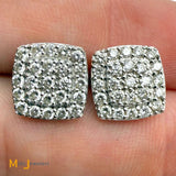 14K White Gold 0.75ctw Diamond Cluster Post Earrings