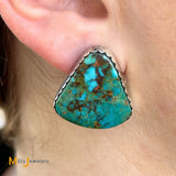 Signed DW Navajo Sterling Silver 925 Turquoise Earrings