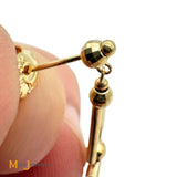 14K Yellow Gold Beaded Geometric Tassel Dangle Earrings