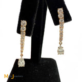 Signed 14K Two-tone Gold 1.87ctw Diamond Graduated Dangle Earrings