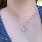 Effy 14KY Gold 0.21ctw Round Brilliant Diamond Circle Pendant Chain Necklace