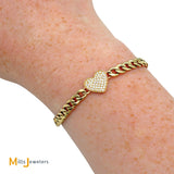 EFFY 14K Yellow Gold 0.30ctw Diamond Pave Heart Link Bracelet 7.5"