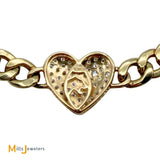 EFFY 14K Yellow Gold 0.30ctw Diamond Pave Heart Link Bracelet 7.5"