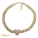 EFFY 14K Yellow Gold 0.30ctw Diamond Pave Heart Link Bracelet 7.5"