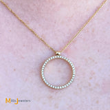 Effy 14KY Gold 0.21ctw Round Brilliant Diamond Circle Pendant Chain Necklace