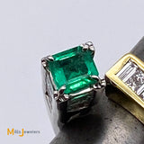 18K Yellow White Gold 0.48ct Colombian Emerald 1.92cts Diamond Bypass Ring Size 7