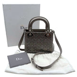 Dior Mini Lady Dior Gray Strass Satin Cannage Crossbody Bag
