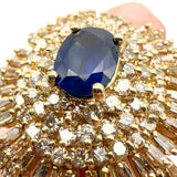 Vintage 14K Yellow Gold 1.53ct Blue Sapphire and 4.96ctw Diamond Cluster Ring