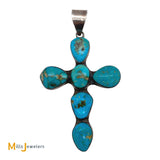 Federico Jimenez Sterling Silver 925 Large Turquoise Cross Pendant