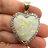 14K Two-tone Gold 20.37ct Australian Fire Opal and 1.08ctw Diamond Heart Pendant