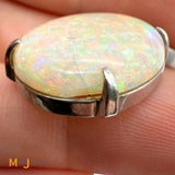 14K Two-tone Gold 10ct Australian Fire Opal Abstract Slide Dangle Pendant
