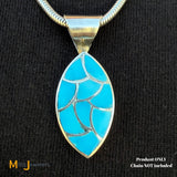 Carmichael Haloo Zuni Sterling Silver 925 Fish Scale Inlaid Turquoise Dangle Pendant