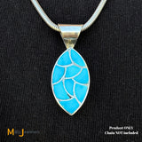 Carmichael Haloo Zuni Sterling Silver 925 Fish Scale Inlaid Turquoise Dangle Pendant