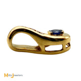 18K Yellow Gold 0.50ct Blue Sapphire 0.075ctw Diamond Slide Pendant