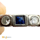 Vintage Platinum 0.64ctw Sapphire and 0.48ctw Diamond Eternity Ring Size 6