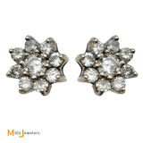 14K White Gold 0.76ctw Diamond Flower Cluster Stud Earrings
