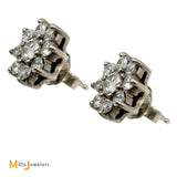 14K White Gold 0.76ctw Diamond Flower Cluster Stud Earrings