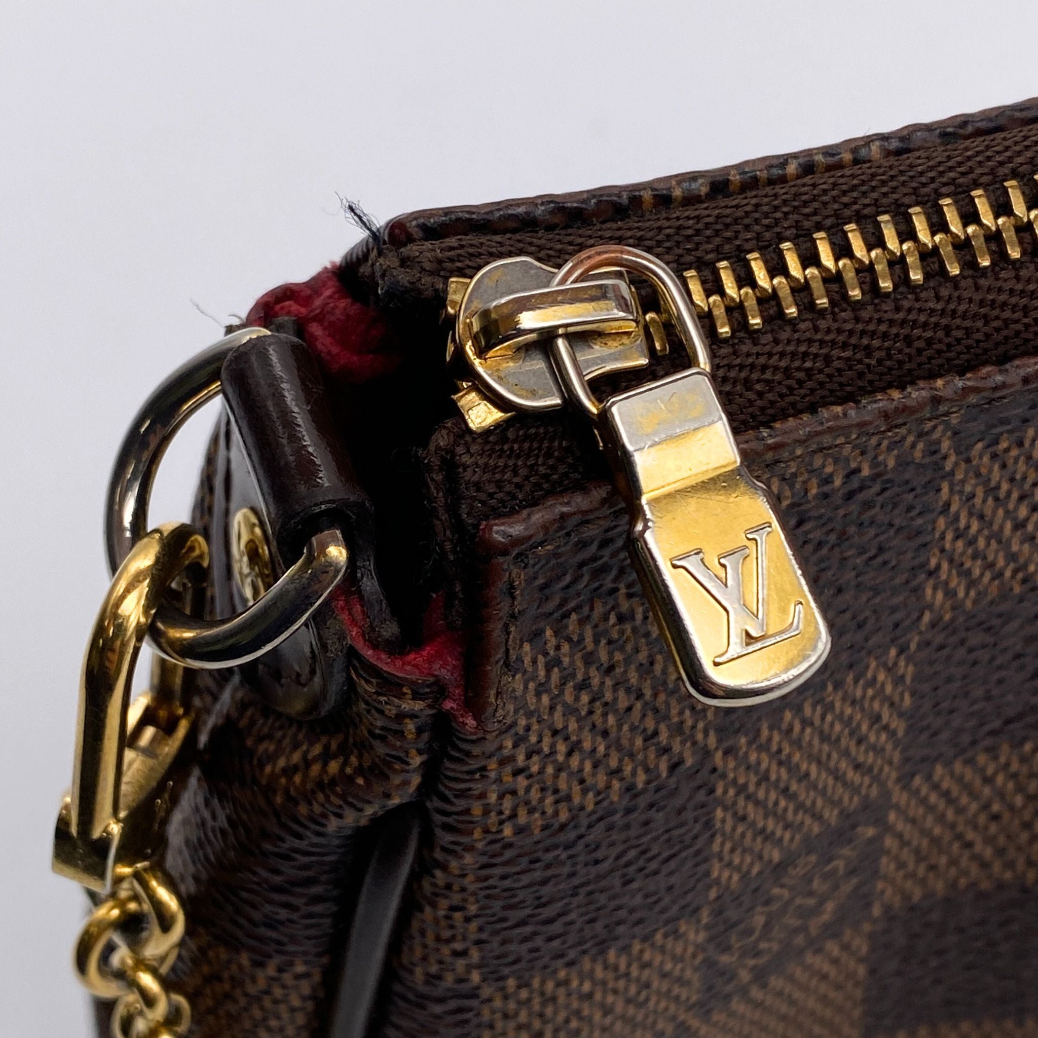 Louis Vuitton Eva Clutch Damier Ebene Canvas with Shoulder Strap