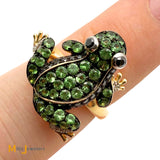 EFFY Safari 14K Yellow Gold 1.32ctw Tsavorite, 1.11ctw Sapphire & 0.095ctw Diamond Frog Ring Size 7