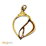 Signed CES 14k Yellow Gold Babylonia Shell Pendant