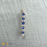 Vintage Hammerman Brothers 14K Yellow Gold 0.75ctw Blue Sapphire 0.7ctw Pearl Lapel Pin
