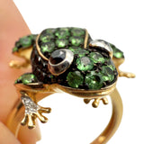 EFFY Safari 14K Yellow Gold 1.32ctw Tsavorite, 1.11ctw Sapphire & 0.095ctw Diamond Frog Ring Size 7