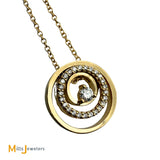 14K Yellow Gold 0.21ctw Diamond Layered Circle Slide Pendant Necklace
