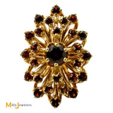 14K Yellow Gold Garnet Cluster Cocktail Ring Size 7.5