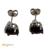 10K White Gold 4.21cts Garnet 0.06cts Diamond Stud Earrings