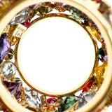 14k Yellow Gold Multicolor Gemstone Abstract Nugget Eternity Band Ring Size 7.5