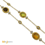 Sophia 18K Two-Tone Yellow White Gold 0.40ctw Diamond Citrine Peridot Smokey Quartz Station Necklace