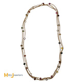 Nova Italy 14K Yellow Gold 16ctw (est) Multicolor Mixed Gemstone Rope Station Necklace