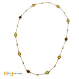 Sophia 18K Two-Tone Yellow White Gold 0.40ctw Diamond Citrine Peridot Smokey Quartz Station Necklace