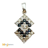 14K White Gold 0.5ctw Blue Sapphire and 0.54ctw Diamond Slide Geometric Pendant