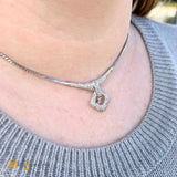 Vintage 14K White Gold 2.21ctw Diamond Geometric Drop Necklace