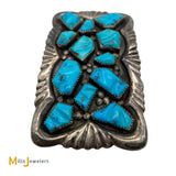Vintage George & Lupeta Leekity Zuni 925 Silver 12-Stone Turquoise Belt Buckle