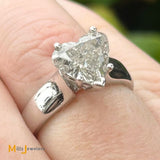 14K White Gold GIA Certified 2.01ct Heart-Shaped Solitaire Diamond Engagement Ring Size 6