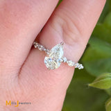 GIA Certified 14K White Gold 1.19ct Pear Brilliant Diamond 1.49ctw Ring Size 4
