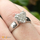 14K White Gold GIA Certified 2.01ct Heart-Shaped Solitaire Diamond Engagement Ring Size 6
