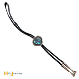 Gilbert Nelson Vintage Navajo Sterling Silver 925 Bisbee Turquoise Bolo Tie