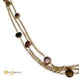 Nova Italy 14K Yellow Gold 16ctw (est) Multicolor Mixed Gemstone Rope Station Necklace