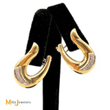 Signed UGEM 18K Two-tone Gold 0.12ctw Diamond Geometric Earrings