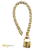 Vintage Golden Clef International S.P.A. 14K Yellow Gold Hollow Link Chain with Lock Necklace