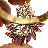 14k Yellow Gold 4.5ctw Ruby and 0.175ctw Diamond Spiral Cocktail Ring Size 9