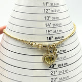18K Yellow Gold 6.34ct Cushion Cut Green Citrine and 1.38ctw Diamond Heart Lock and Key Charm Necklace 16"
