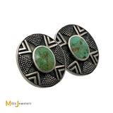 Signed Woods Sterling Silver 925 Shadowbox Green Turquoise Post Earrings