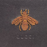 Gucci Animalier Bee Embroidered Pouch Clutch Bag Black Leather