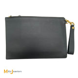 Gucci Animalier Bee Embroidered Pouch Clutch Bag Black Leather