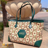 Gucci GG 100th Anniversary Limited Edition Raffia Canvas and Leather Tote