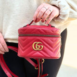 Gucci GG Marmont Mini Vanity Red Leather Backpack